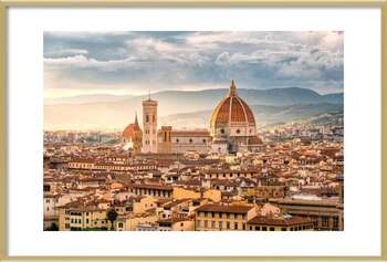 Poster Beautiful sunset cityscape view of the