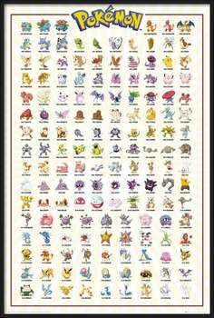 Poster incorniciato Pokemon - Kanto 151